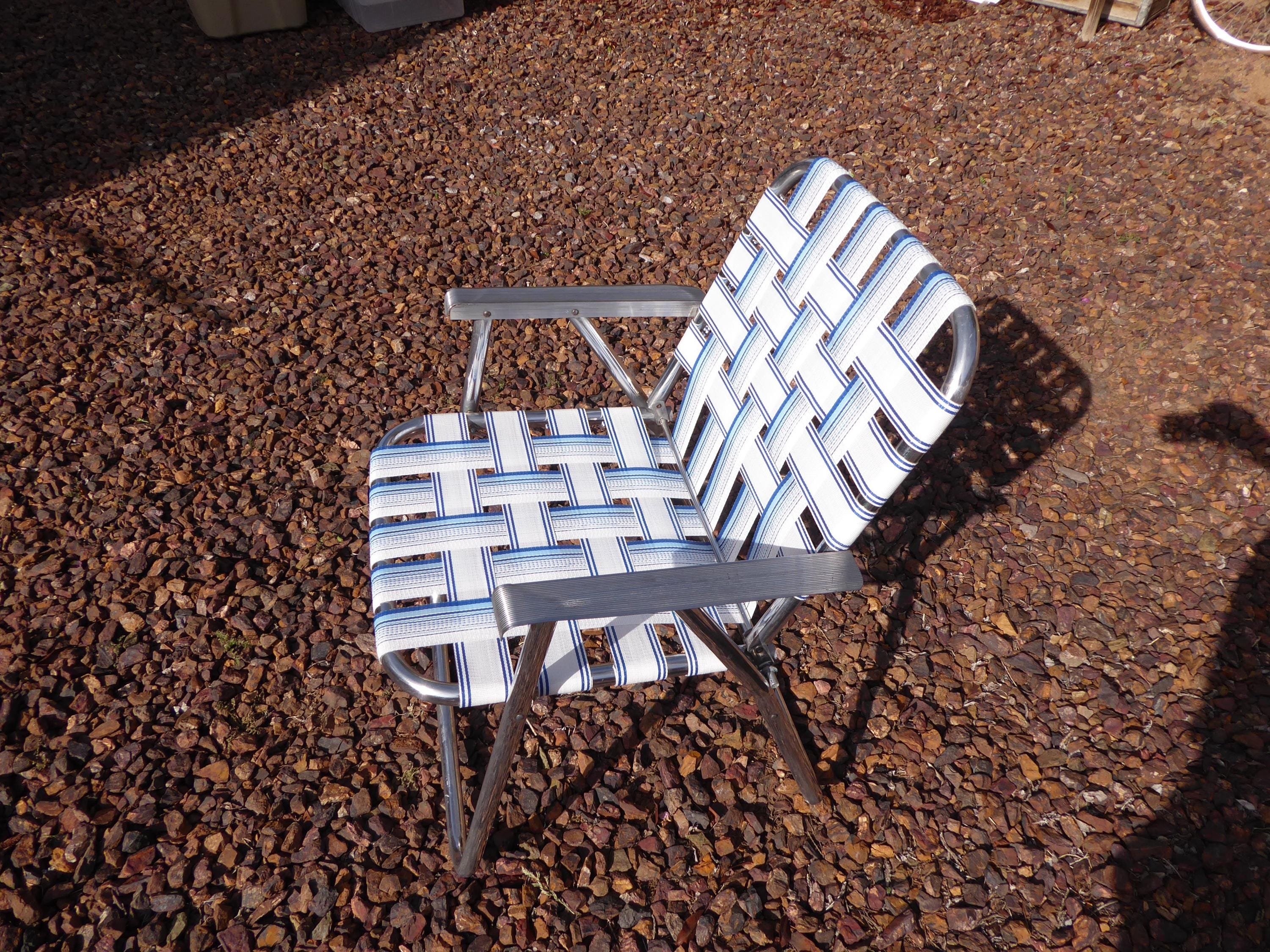Folding Aluminum Lawn Chair New Webbing White Blue - Etsy 日本