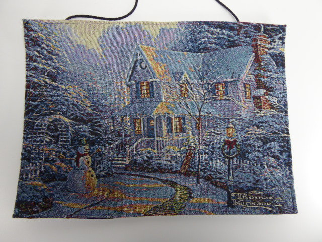 Thomas Kinkade Christmas Moonlight Fiber Optic Tapestry Wall