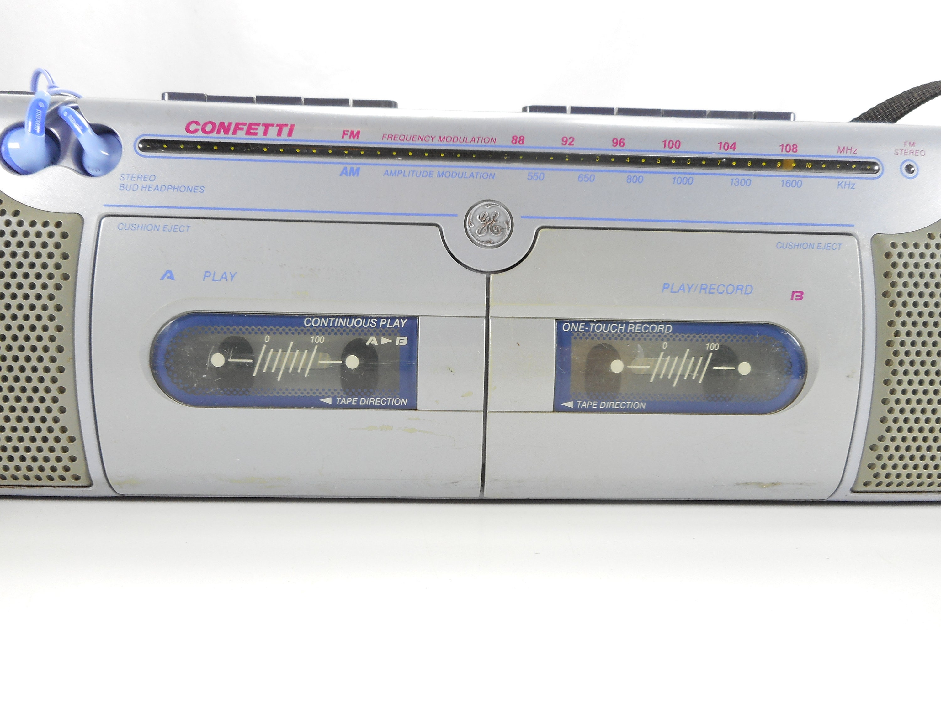 GE Boombox Duel Cassette Confetti Blue Pink Retro 35615A Free Etsy