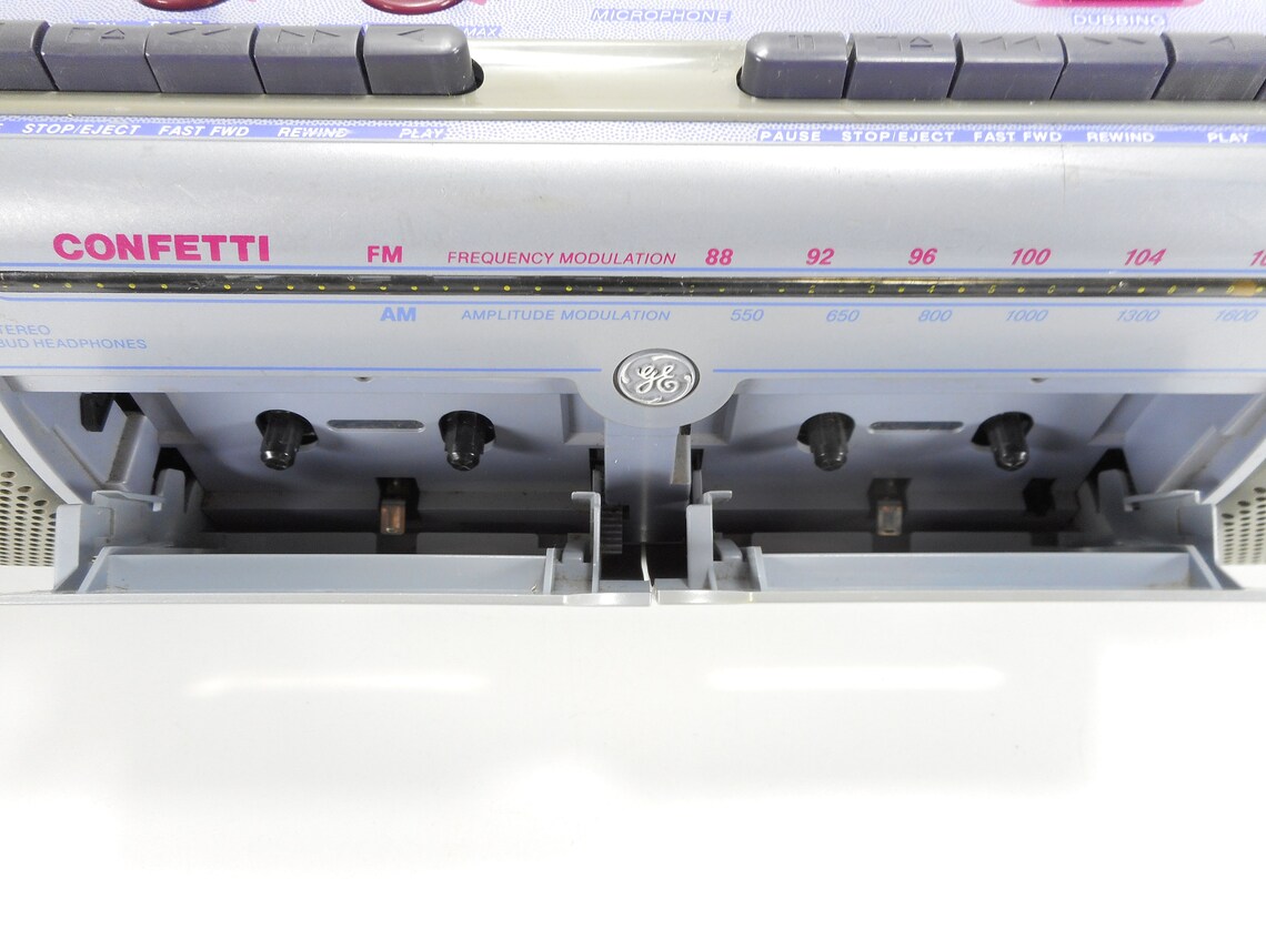 GE Boombox Duel Cassette Confetti Blue Pink Retro 35615A Free Etsy