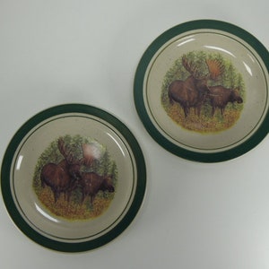Cabela&#39;s Woodland Moose 小皿 2枚 民芸品 ストーンウェア 送料無料