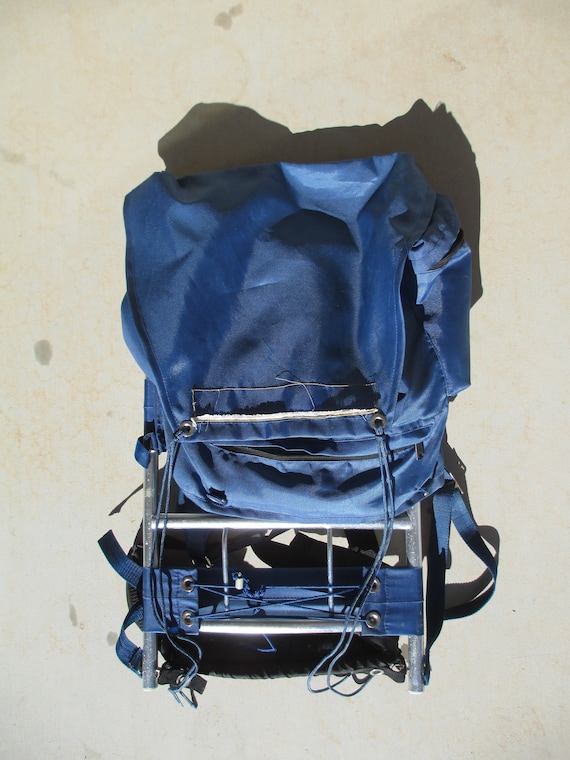 External Frame Backpack Blue Vintage Hiking