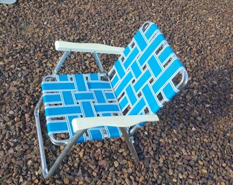 Lawn Chair Folding Chair Aluminum Frame Blue