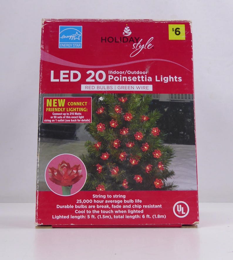 Poinsettia String Lights LED 20 Indoor Outdoor Energy Star Etsy UK