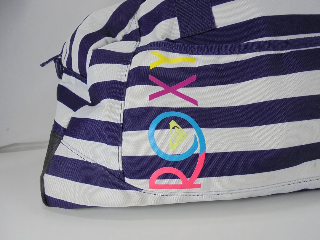 ROXY Duffle Bag White Blue Large Logo Vintage 3 Pocket Etsy