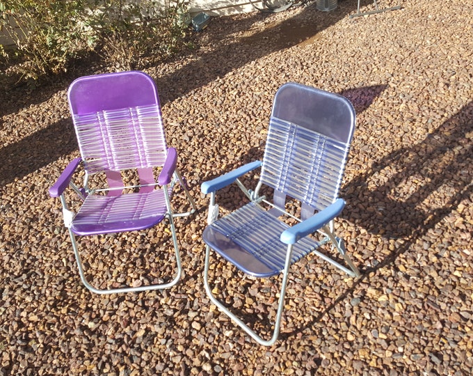 2 Beautiful Purple and Blue Vinyl Tubing Lawn Chairs Folding Etsy