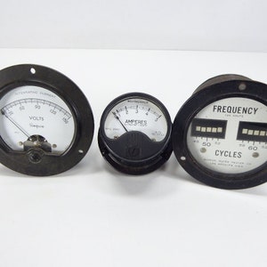 3 Vintage Gauges Westinghouse Simpson Mission Amp Volts Cycles