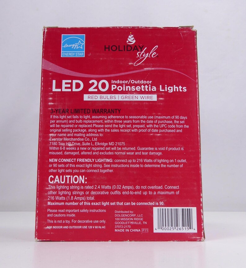 Poinsettia String Lights LED 20 Indoor Outdoor Energy Star Etsy UK