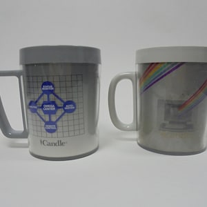 2 Candle Computer Coffee Mugs Plastic Vintage Software Apple Omega