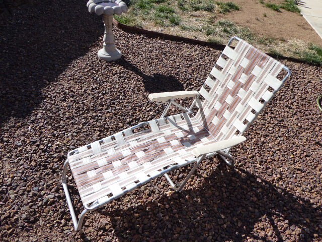 Lawn Chair Aluminum Folding Lounge Pool Beige Etsy