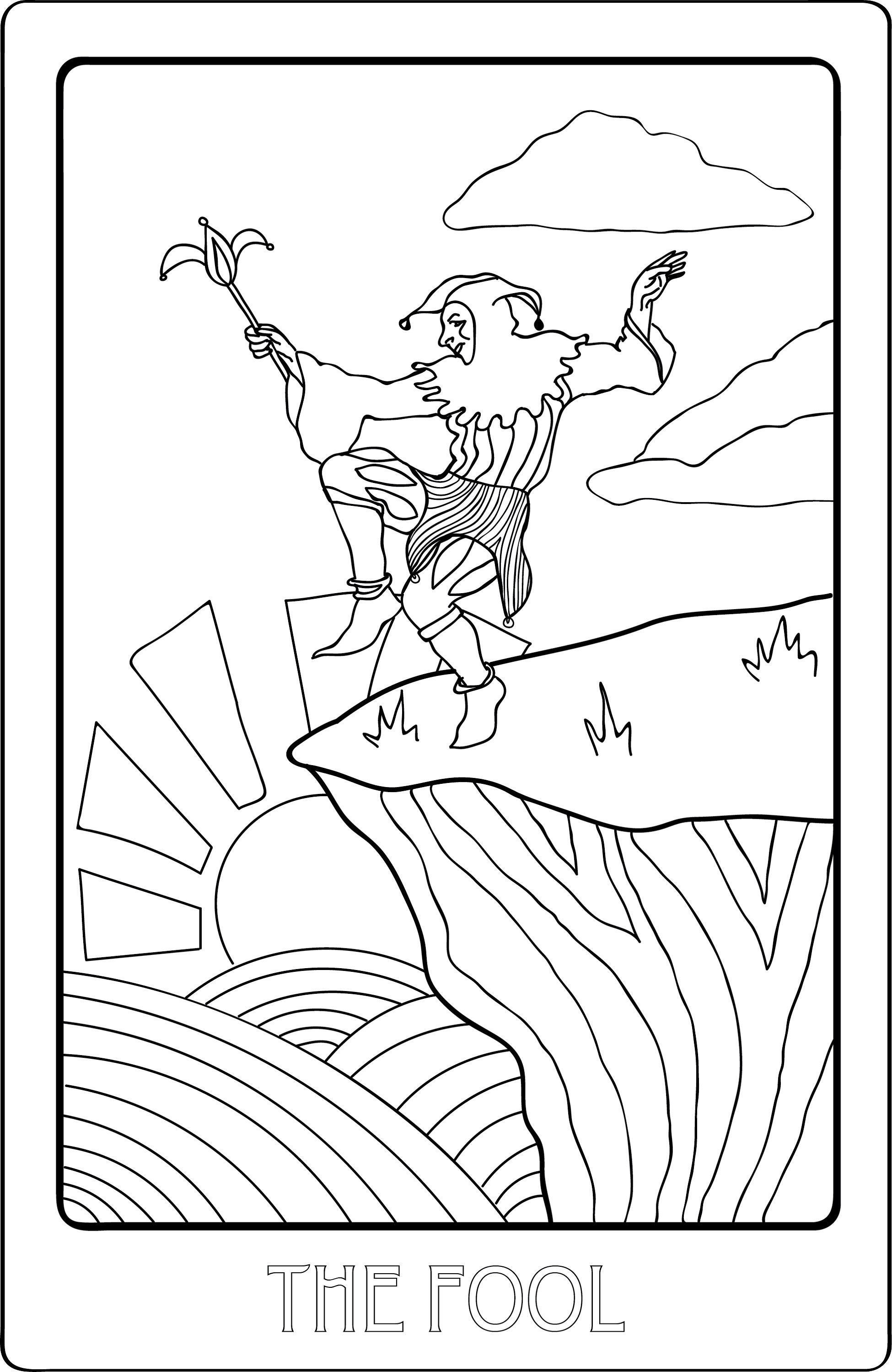 Tarot Card Coloring Page The Fool | Etsy