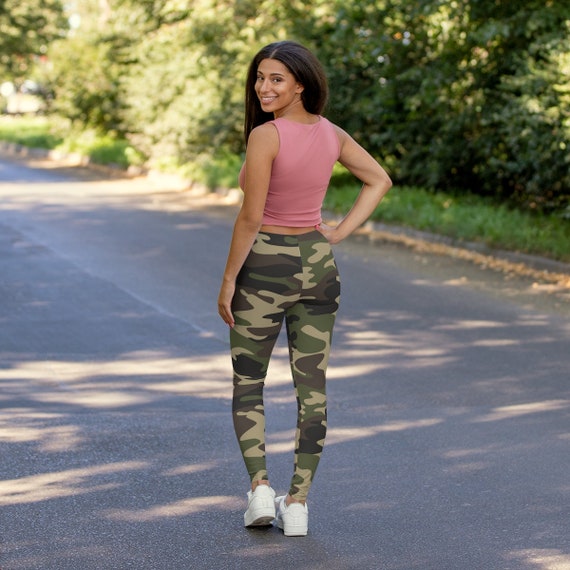 Green Camo High Waist Ultra Soft Premium Yoga Pants Leggings 