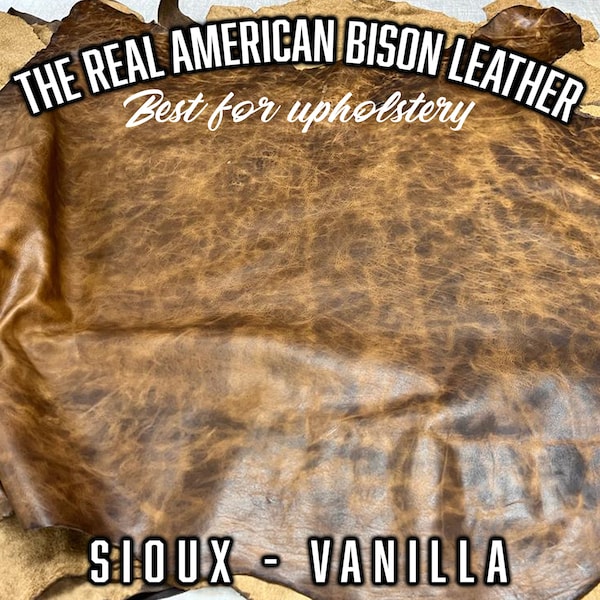 3/4 oz. Real American Bison Leather Sides. Sioux Vanilla, 18-20 Sqft per piece, 20-22 Sqft per piece.