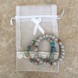 Boho Natural Stone Beaded Bracelets 8&quot; w/Gift Bag