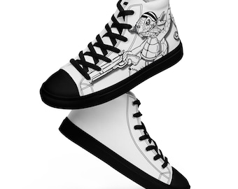 Pirate Turtle Line art Men’s high top canvas shoes. Gift for Brother, son, sister Daughter