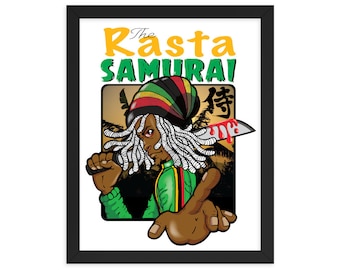 The Rasta Samurai Poster, Jamaican Samurai art gift for boys, sons gift for boyfriend