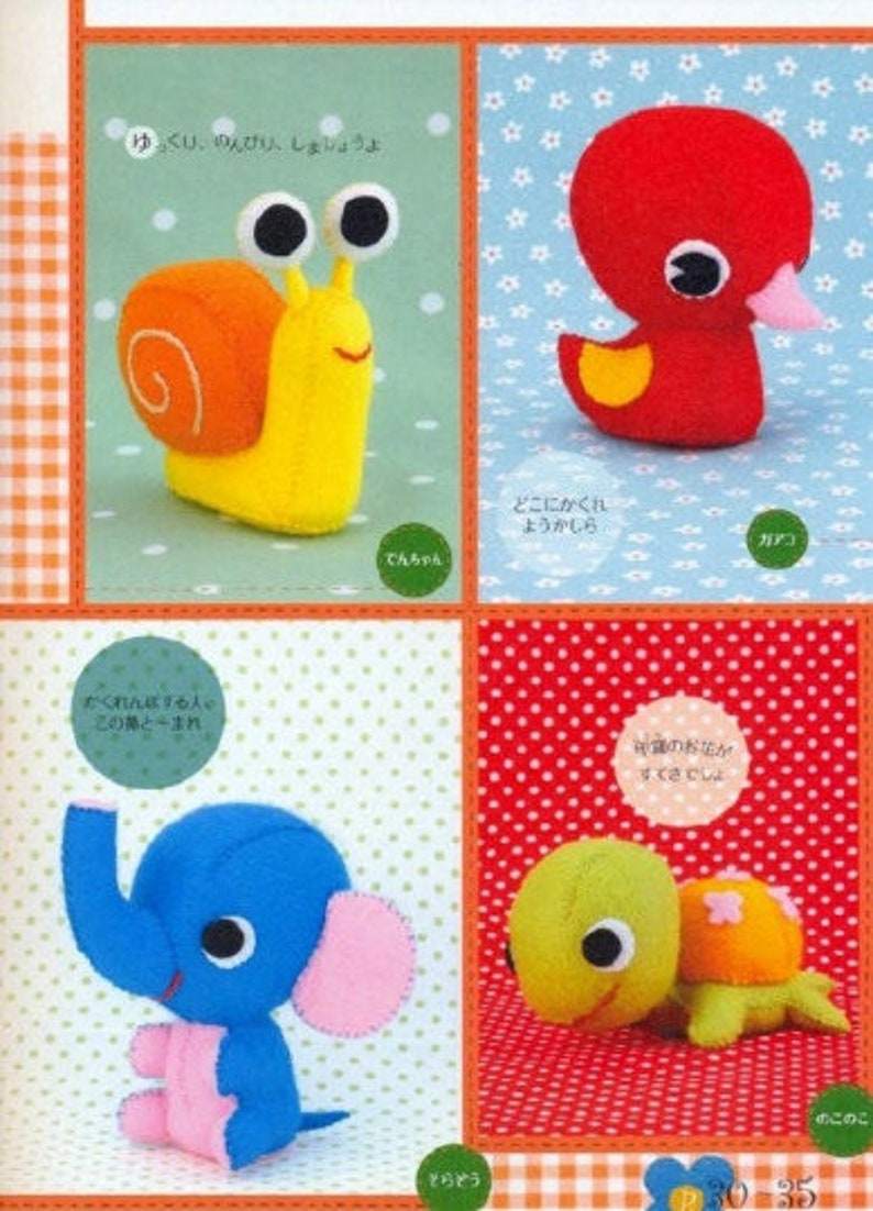 SEWING FELT AMIGURUMI Pattern-\u201cFelt Amigurumi-Tabatha Naomi\u201d-Japanese Craft E-Book #244.Instant Download Pdf file.