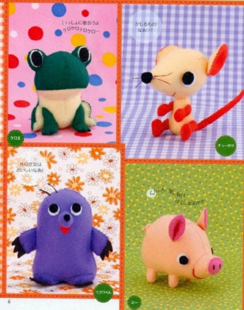 SEWING FELT AMIGURUMI Pattern-\u201cFelt Amigurumi-Tabatha Naomi\u201d-Japanese Craft E-Book #244.Instant Download Pdf file.