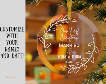 First Christmas Married Ornament Newlywed Gift Mr & Mrs Christmas Ornament Personalized Mr Mrs Wedding Ornament Wedding Gift Keepsake