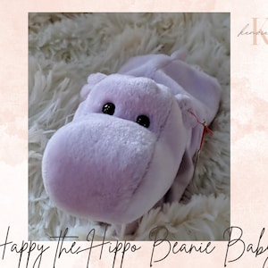Happy the Hippo Ty Beanie Baby with Errors