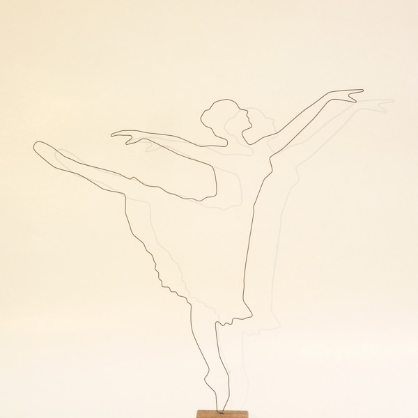 Silhouette dancer gymnast sculpture annealed wire, decoration silhouette