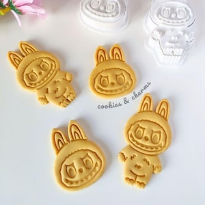 Fluffy monster Cookie Cutter Imprint Embosser Stamp, biscuit, fondant, polymer, clay cutter