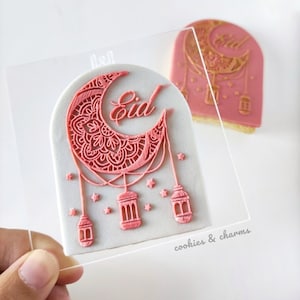Eid Crescent Moon Lanterne sospese modello 3D POP Embosser, Islam Hari Raya, timbro fondente Ramadan, tappetino ruvido, foglio ruvido