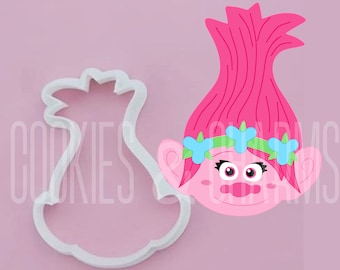 Troll Poppy Branch Cookie Cutter Stamp Embosser, Fondant Cutter, Biscuit Cutter | Poppy face, Branch face