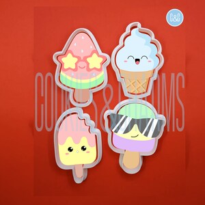 Eis am Stiel, Eistüte, Sommer-Keksausstecher mit Sonnenbrillen-Schatten-Set, Polymerton, Fondant-Ausstecher