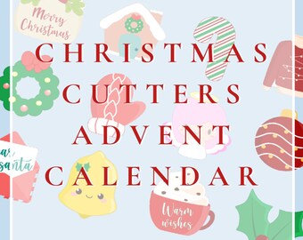 Christmas Advent Calendar Part 2 Cookie Cutters Set, Fondant Cutter biscuit mold stamp | Candy Cane, Wreath, Ornament, Mitten, Bell, Holly