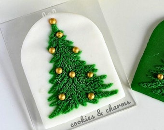 Winterboompatroon, kerstfondantstempel, textuurmat popembosser | Textuurvel klei