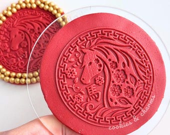 Sello de fondant, relieve 3D, para galletas, cupcakes y pasteles, Año Nuevo Chino Lunar del Caballo 2026