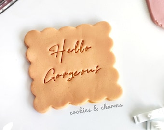Signature Script Alphabet Font Letter Stamp | Fondant, Gum Paste, Cookie, Polymer Clay, Pottery Letter Number Symbol Embosser Press Set