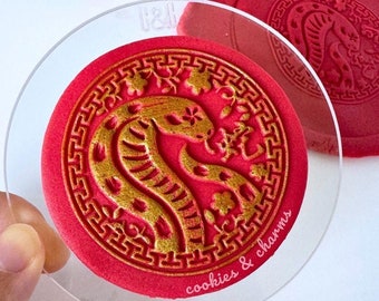 2025 Year of Snake Lunar Chinese New Year Pattern 3D POP Embosser, Fondant Stamp, Debosser for cookies, cupcake, cake decorating