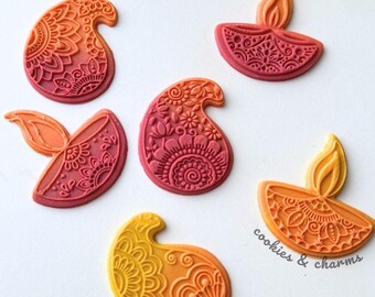 Diwali Patterns 3D POP Embosser, Fondant Stamp, Debosser for cookies, cupcake, cake decorating, Deepavali Diwali | Diya lamp, Paisley