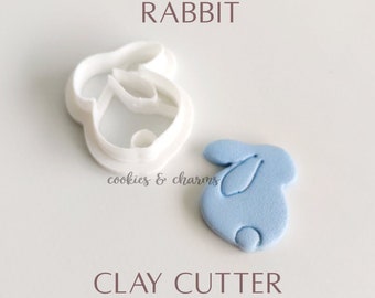 Rabbit Set of 2 with Mirror Polymer Clay Cutter Imprint, Bunny Clay Cutter | mystical rabbit clay cutter, spring clay earring cutter