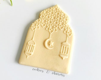 Door Frame Moroccan Pattern with Lanterns 3D POP Embosser with Matching Cutter, Fondant Stamp, Debosser for cookies, cupcake, Ramadan, Eid