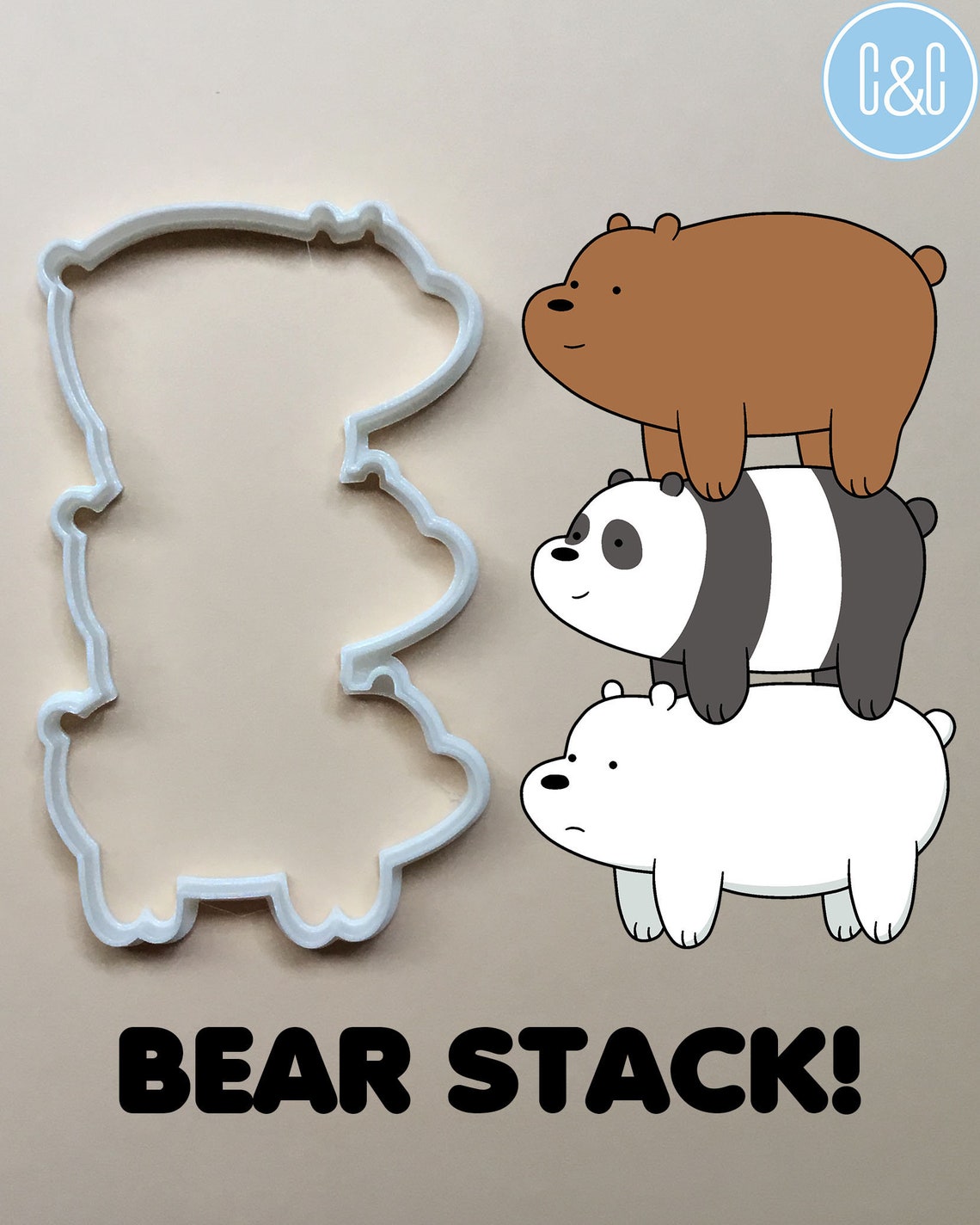 We Bare Bears Cookie Cutter, Fondant Cutter, Biscuit Cutter, Polymer ...