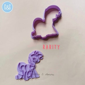 Cortador de galletas de caballo poni, estampador de galletas, cortador de fondant, sello de galletas Rarity