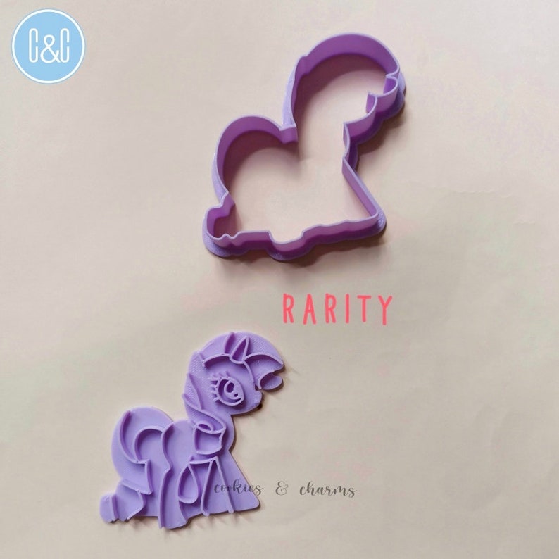 Cortador de galletas de caballo poni, estampador de galletas, cortador de fondant, sello de galletas Rarity