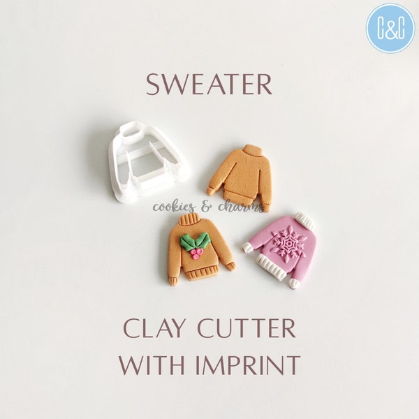 Sweater Polymer Clay Cutter Imprint, Christmas Clay Cutter | jumper shape clay cutter, winter clay earring cutter