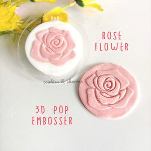 ローズフラワースプリング3D POPエンボッサーフォンダンスタンプ、マッチするカッター、デボッサー、テクスチャマット、母の日