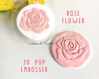 Rose Flower Spring 3D POP-embosser fondantstempel met bijpassend uitsteker, debosser, textuurmat, Moederdag