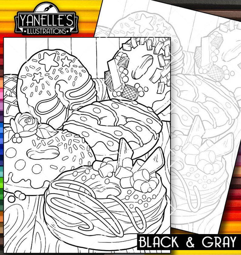 Download Adult Coloring Page Desserts Donuts Icing Fun Food Snack ...
