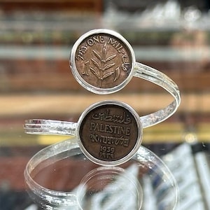 Palestinian Coin 1943 One Mil Silver Hand Made Bracelet
