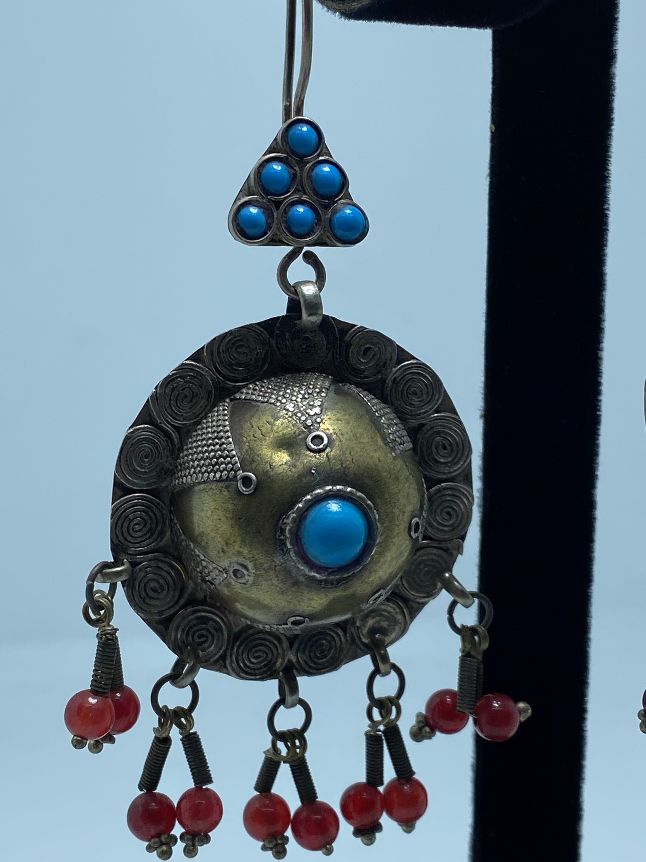 Orecchini in argento, turchese e corniola - Atlantide 2002