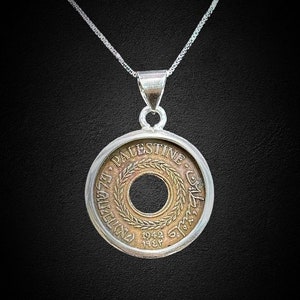 Palestinian Coin 1942 five Mils Sterling Silver Frame