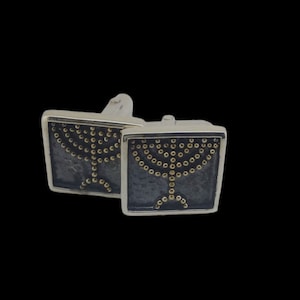 Menorah Cufflinks – Hanukkah Gift for Him, Jewish Holiday Jewelry, Silver Cuff Links