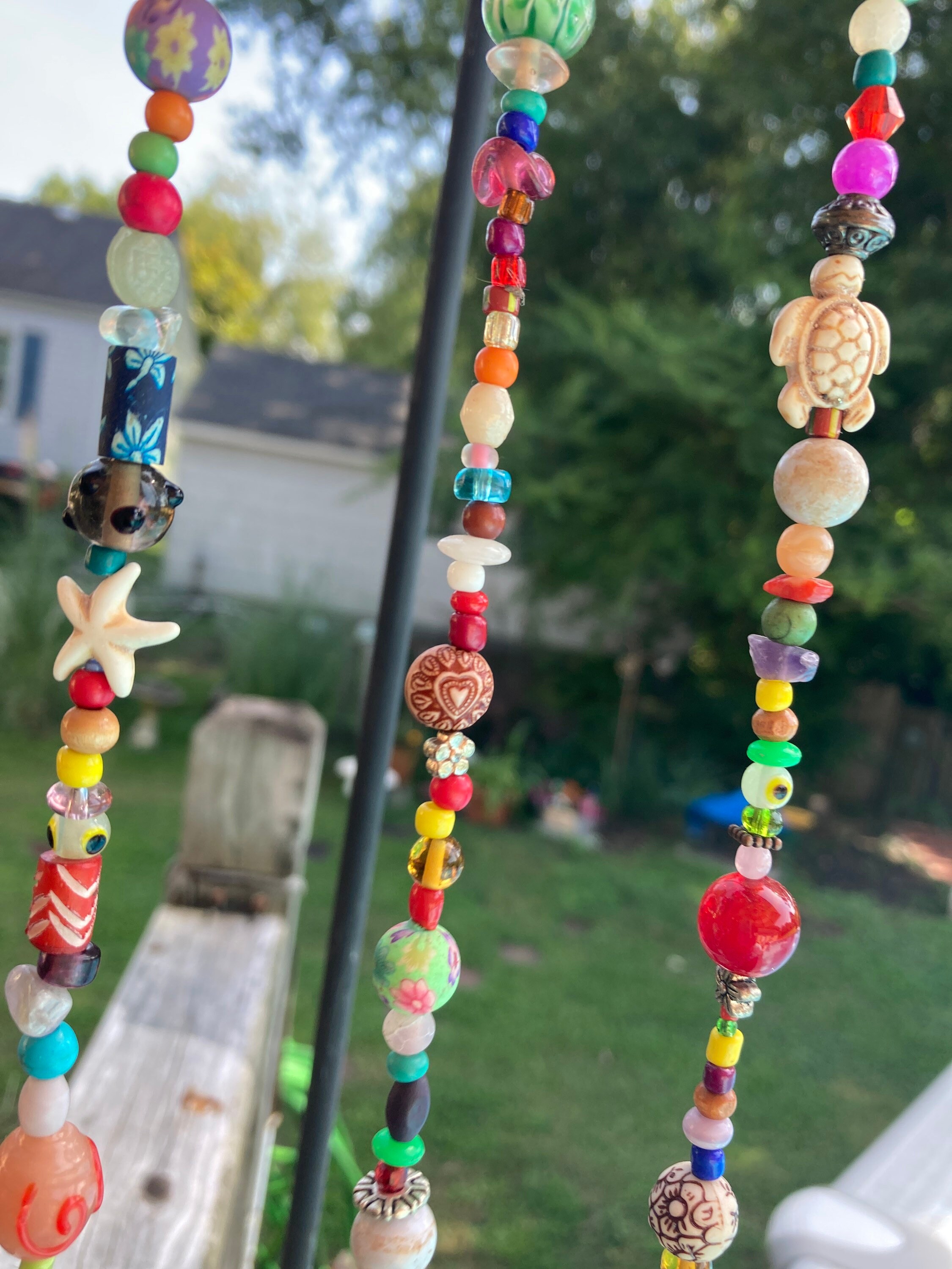 Beach Yard Decor, Beach Home Decor. Beach Garden Decor, Beaded