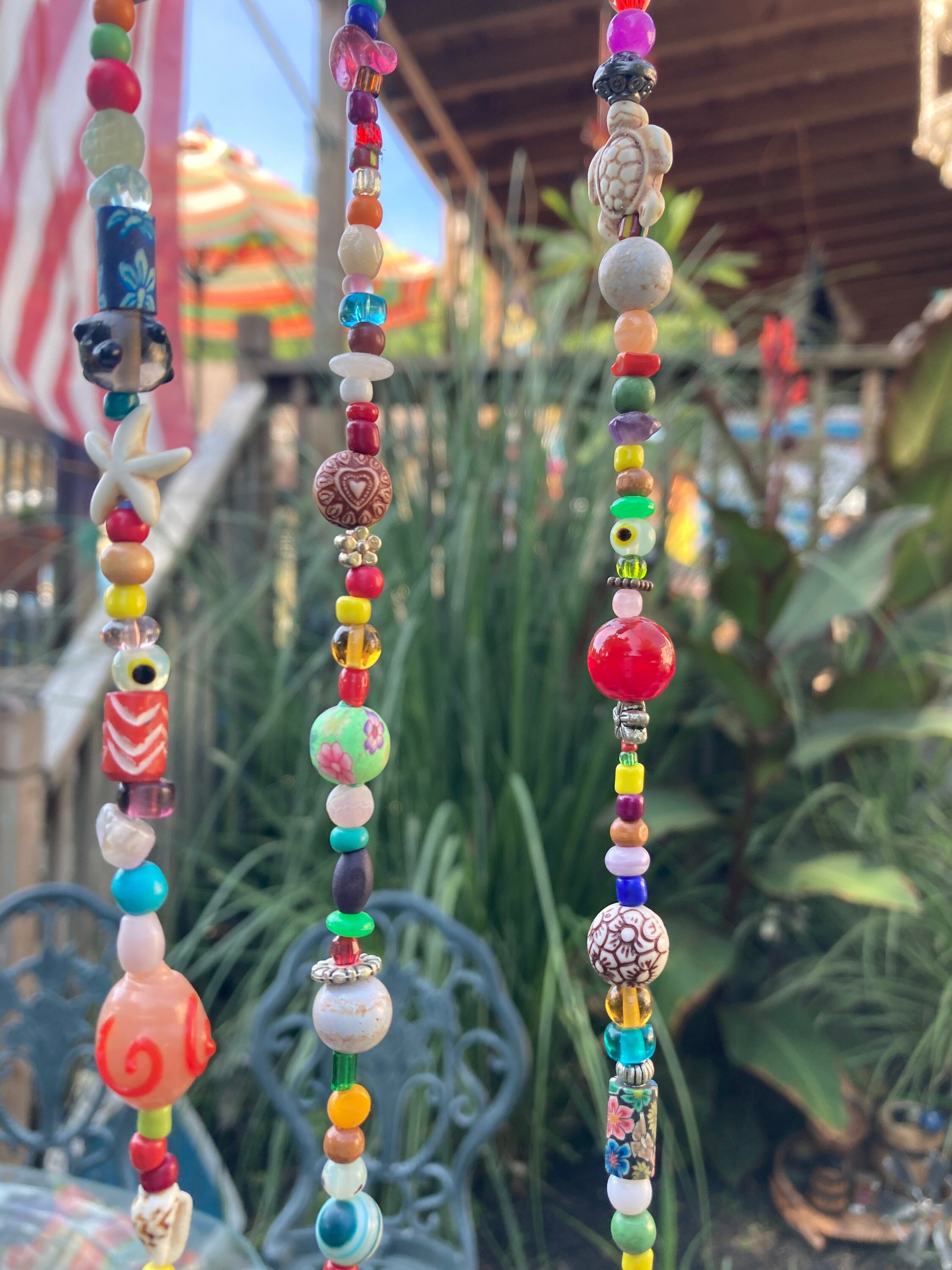 Beach Yard Decor, Beach Home Decor. Beach Garden Decor, Beaded